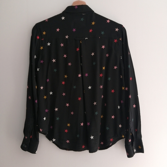 Rails Rocsi Rayon Button Up in Black Onyx With Rainbow Stars Size XS - Picture 4 of 16